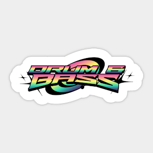 DRUM AND BASS  - Rainbow Y2K Chest Logo (black/green/purple) Sticker